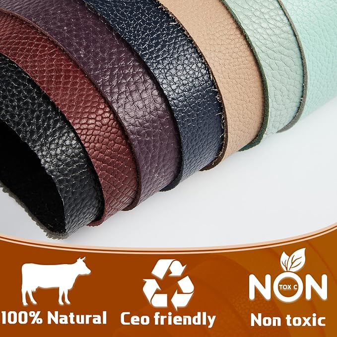 Amylove 30 Pcs Genuine Leather Scraps for Craft 12 x 7.8 Inch Tooling Leather Sheets Material(Multicolor)