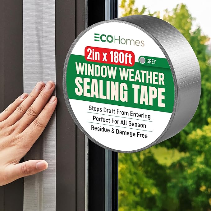 ECOHomes Window Weather Sealing Tape | Winter Weather Stripping Tape to Block Cold Drafts Through Window Gaps and AC Units, Insulation Seal and Draft Blocker for Home (2 Inch by 180 FT, Grey)