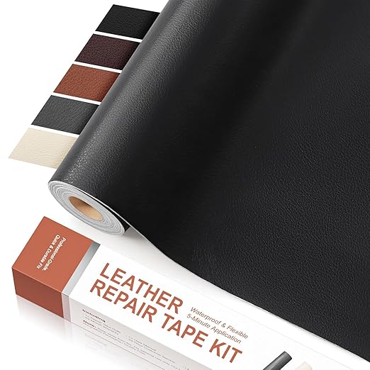 Black Leather Repair Tape, 15.7" x 59" Heavy Duty Large Vinyl Repair Patch, Waterproof Self Adhesive Leather Repair Kit for Fixing Holes & Scratches on Couch, Car Seat, Furniture
