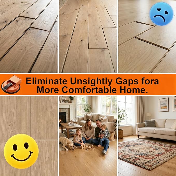 Floor Gap Fixer Tool, Heavy Duty Floor Gap Fixer Tool with 5 PCS Sticky Pads, Enhanced Vacuum Suction Cup, Flooring Gap Repair Tool for Laminate, Vinyl, Wood & Tile Flooring