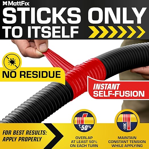 Self Fusing Silicone Tape – 1" x 10' – Waterproof Tape for Emergency Repairs – Weatherproof, Heat and Chemical-resistant – For Plumbing, Pipes and Hoses repairs, Automotive, Electrical & Outdoor Use
