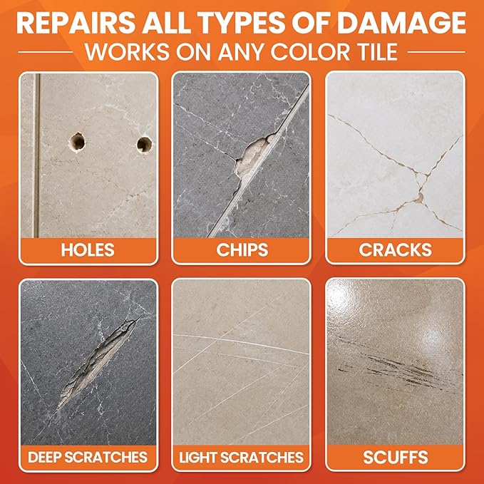 Tile Repair Kit, Ceramic Tile Repair Kit for Chips & Crack (Color Match), Porcelain Tile Chip Repair Kit with Super Strong Adhesion, Floor Tile Crack Repair Filler for Chips, Holes on Ceramic