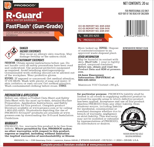 PROSOCO FastFlash | Waterproof and Airtight Fluid-Applied Flashing Membrane - Trusted by Professionals (8)