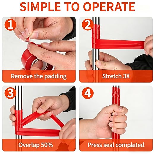 Self-Fusing Silicone Tape 1" x 33' x 20mil – Waterproof Emergency Repair Tape for Radiator Hoses, Pipes & Electrical Wiring – Heat Resistant, Insulating, Chemical Resistant, No Residue, Red