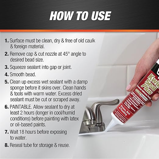 DAP Kwik Seal Plus Kitchen & Bath Adhesive Sealant, Biscuit, 5.5 Oz (7079818539)
