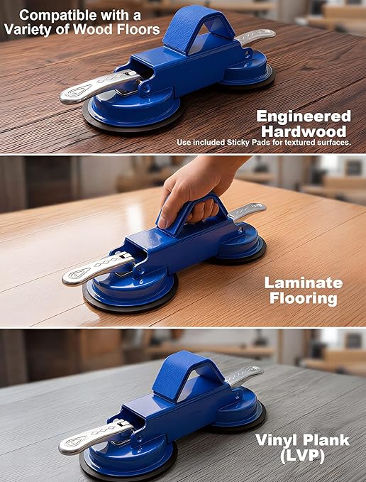 PlayMoon Floor Gap Fixer Tool, Heavy Duty Dual Suction Cup Floor Gap Repair Tool with Metal Levers for Laminate Flooring Engineered Hardwood and Vinyl Plank