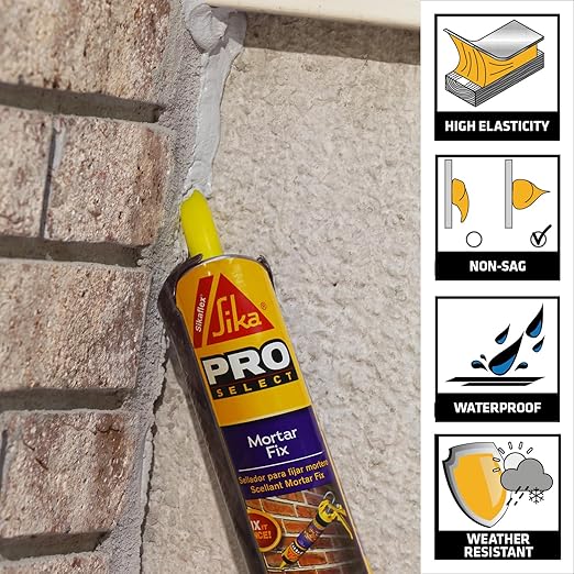 Sikaflex Mortar Fix, Limestone, Polyurethane sealant for Repairing Damaged Mortar, Joints and Gaps. Sealing Mortar Cracks 10.1 fl. oz Cartridge (Pack of 2)