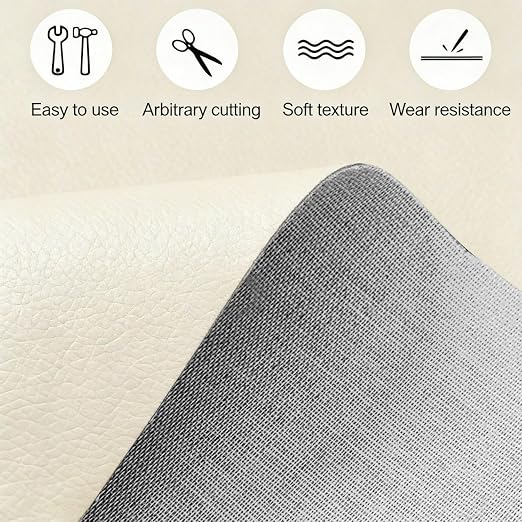SYRKRC Leather Self Adhesive Repair Kit, Leather Repair Patches, Faux Leather Patches, Leather Repair and Restoration for Sofas, Car Seats, and Leather Headboards (Beige, 17 x 79 Inches)
