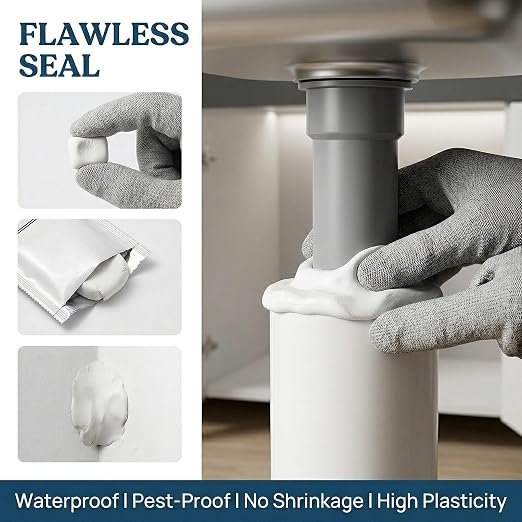 6 pcs Sealant Mastic Waterproof Wall Repair Sealing Clay for Air Conditioning Hole and Drainage Pipes Gap Wall Hole Repair Quick Mending Mud Putty