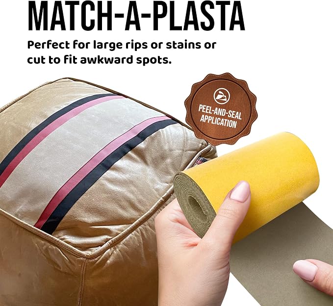 MASTAPLASTA Instant Upholstery Quality Self-Adhesive Repair Tape. Beige Suede 60ins x 4ins / 150cm x10cm. Easily Fix Sofas, Car Interiors, Jackets, Bags & More. Perfect for Most Velvets Too!
