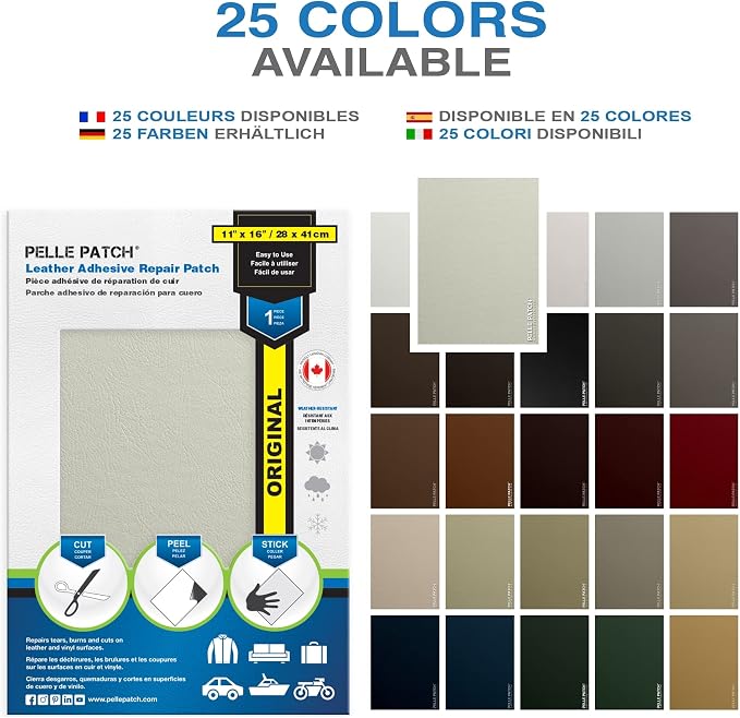 Leather Car Seat Repair Kit - 25 Colors Available - Original 11x16 - Off-White