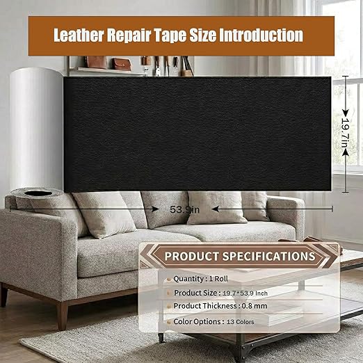 Leather Repair Patch Tape, 19.7 x 53.9 Inch, Self-Adhesive Leather Repair Patch for Furniture, Sofa Seating, Car Seats, Handbag, Waterproof & Durable (Navy Blue)