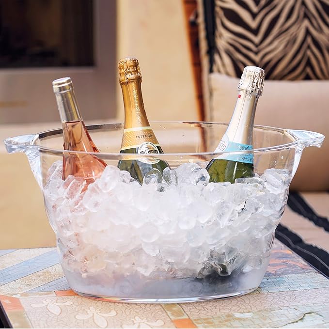 Oggi Insulated Ice Bucket (4 Quart) and Acrylic Oval Party Tub