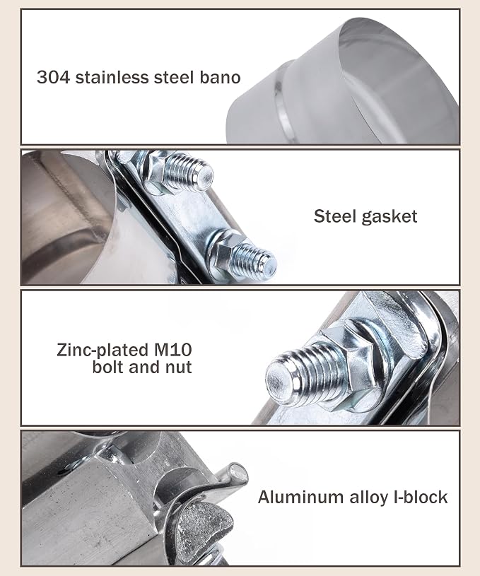bylikeho Exhaust Clamp,Car Accessories 5" Lap Joint Exhaust Band Clamp Sleeve Coupler,Stainless Steel Exhaust Pipe Clamp for Exhaust System,Exhaust Tubing Connection(5 Inch)