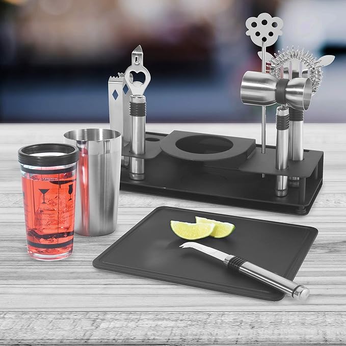 Oggi Pro Stainless-Steel 10-Piece Cocktail Shaker and Bar Tool Set
