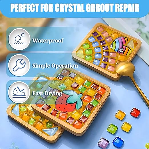 Mosaic Crystal Grout, Mosaics Tile Tools, Mosaic Tile Accessories – Essential for Handmade Grouting and Perfect for DIY Craft Projects (Gold, 4.5oz)