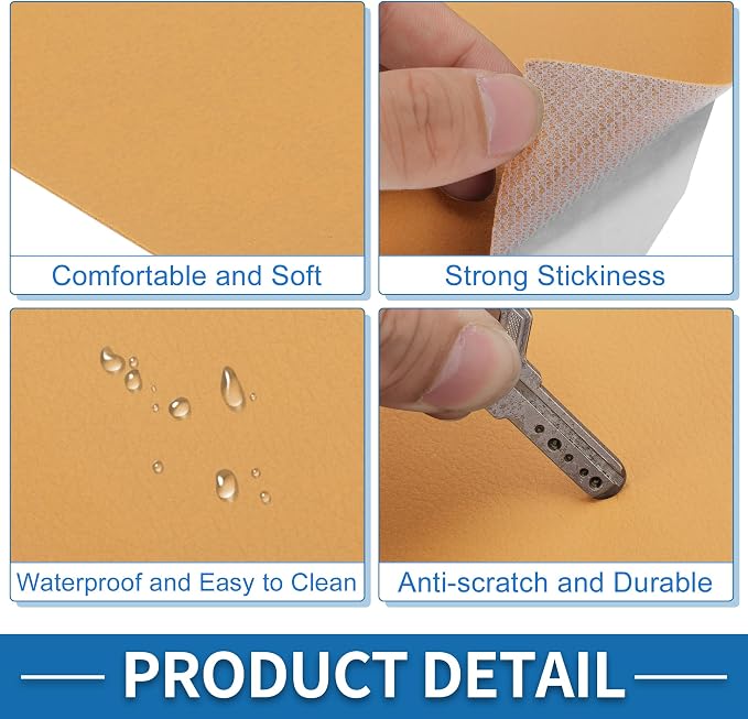 Self Adhesive Leather Repair Patch Strong Stickiness 39"x11.8" Leather Repair Tape PVC Faux Leather Khaki 1 Pcs