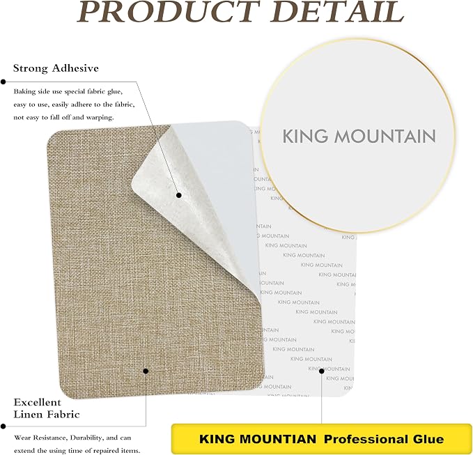 Coarse Linen Repair Patches, Self-Adhesive Linen Fabric Patches, 8X11 inch Extra Size, Multi Color, Can be Used for Linen Sofa Repair (8" x 11",Cocoa Color)