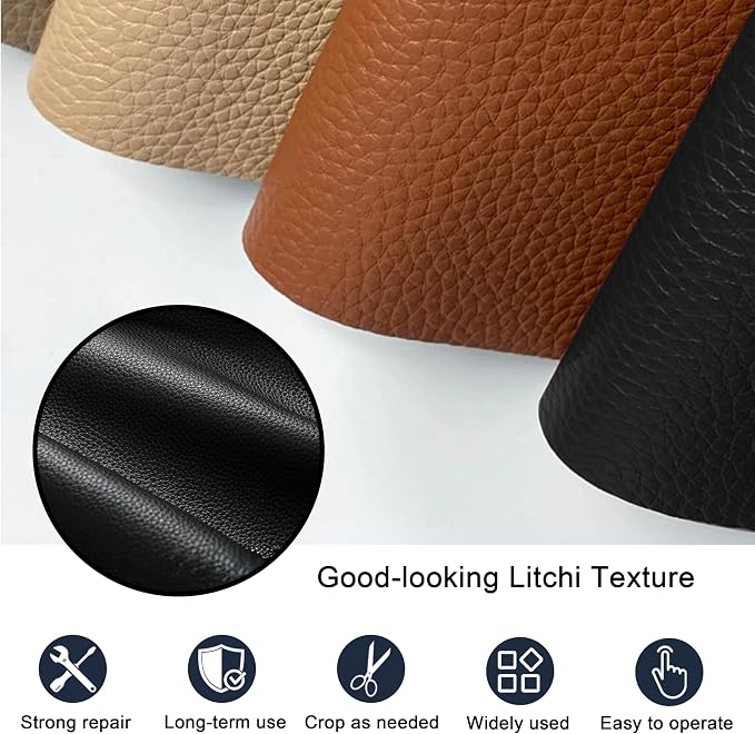 Leather Repair Tape,16x63 inch Self Adhesive Leather Repair Patch,Vinyl Leather Repair Kit for Furniture,Car Seats,Couches,Sofas,Office Chairs,Black