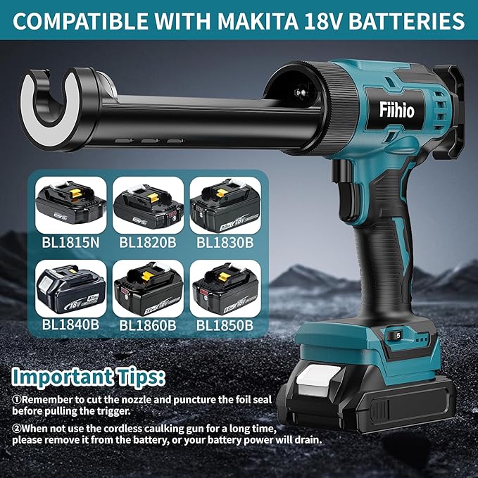 Cordless Caulking Gun Compatible with Makita 18V Battery,10 OZ Electric Caulk Gun with LED Light, LCD Display, 6 Adjustable Speeds for Floor Wall Tile Filling, Blue (No Battery)
