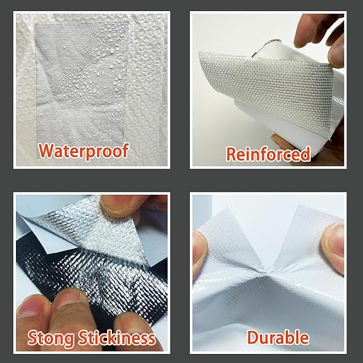 Heavy Duty Awning Repair Tape, Waterproof Strong Adhesive Patch, Instant Fix Tape for Tent, Boat Covers, Tarp, Sail, Canopy, Canvas, Tarpaulin, 4INX20FT, White