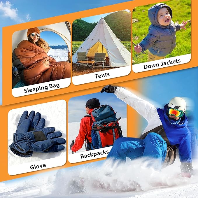 Down Jacket Repair Patch Kit, Outdoor Gear Tenacious Repair Tape, Self Adhesive Fabric Patches for Clothes, Waterproof Ripstop Nylon Fabric Patch for Puffer Jacket, Coat, Tent (18 Pcs, Beige)