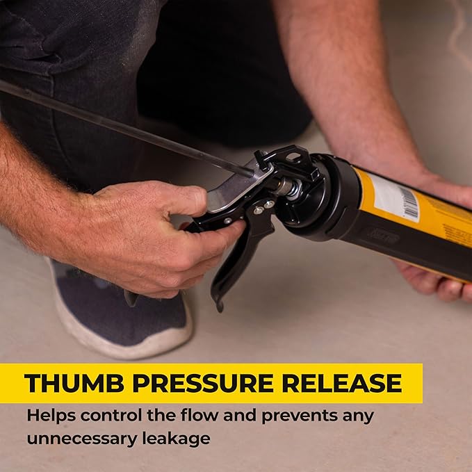 AWF PRO Heavy Duty Caulk Gun, 18:1 Thrust Ratio, Steel Frame Construction, Rotating Barrel, Ladder Hook, Puncture Tool & No Drip Pressure Release Tab, 29 oz Caulking Gun, Pack of 6