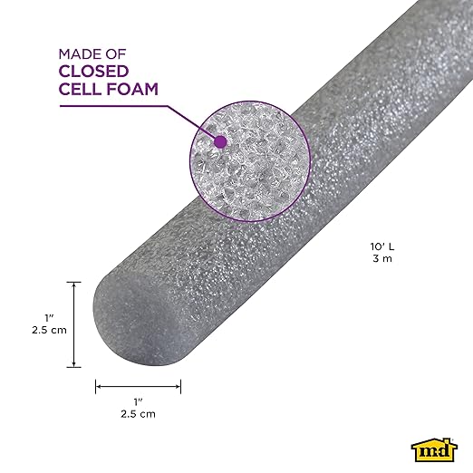 M-D Building Products - Versatile Gray Foam Backer Rod - Essential Caulk Saver for Sealing Concrete Gaps, Expansion Joints, and Crack Filling, 10 Feet, Black (19100)