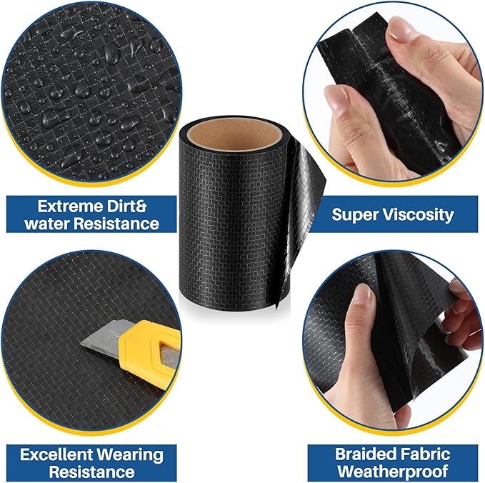 Pushglossy 2 Rolls RV Underbelly Tape 6" x 40 ft Waterproof Repair Belly Tape with Permanent Sealing Adhesive for Mobile Home, Camper Travel Trailer, RV Roof & Tear Repair Patch