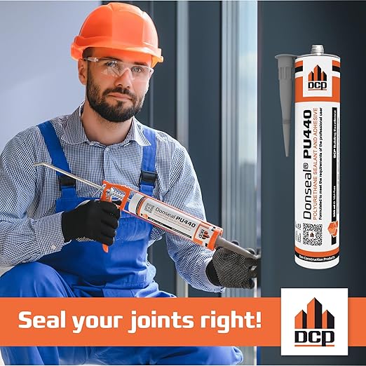 DCP Donseal PU440 Polyurethane Concrete Sealant 1 Pack– Non-Sag Concrete Caulk for Joints, Walls, Sidewalk, and Foundation, 10.1 fl. oz. Cartridge – White
