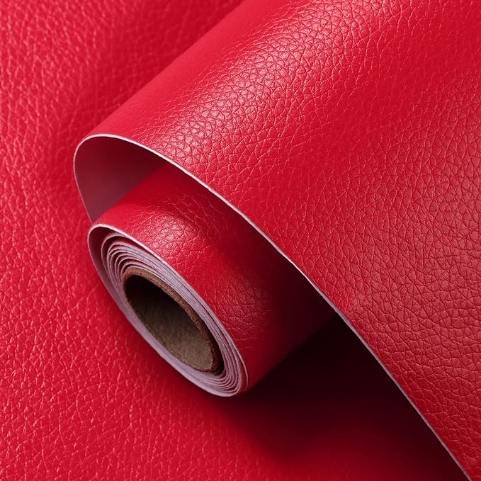 Leather Repair Patch 15.7x40 inch Large Self-Adhesive Leather Repair Tape Vinyl Leather Repair Kit for Sofa Car Seats Chairs Shoes Bags Damaged Leather Furniture (Red)