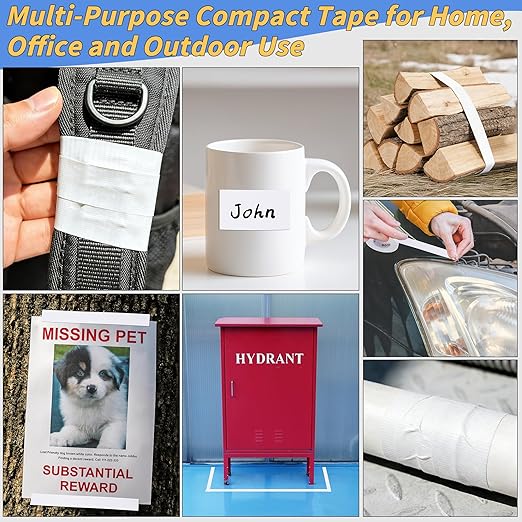5 Pack Mini White Duct Tape, 1" X 75 Yards Travel Size Duct Tape, Pocket Size Heavy Duty Waterproof No Residue Tear by Hand, Multi-Use for Indoor & Outdoor Repairs, travel camping DIY projects