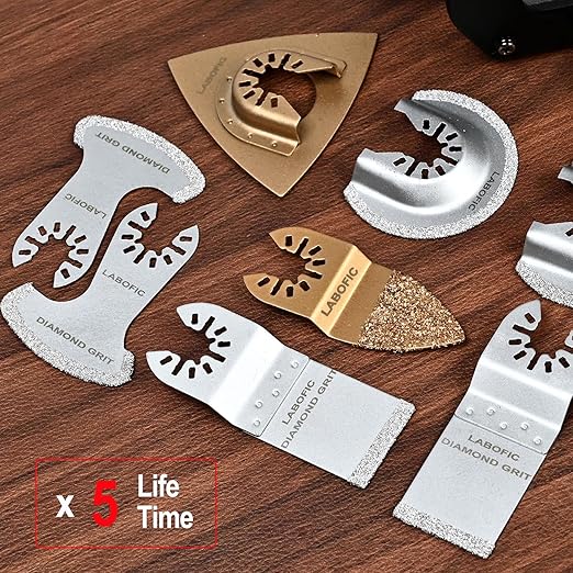 6Pcs Universal Carbide Oscillating Tool Blades, Triangular and Finger Carbide Grit Rasp Blades for Sanding Grinding Rasping Tile Grout Mortar Concrete Masonry