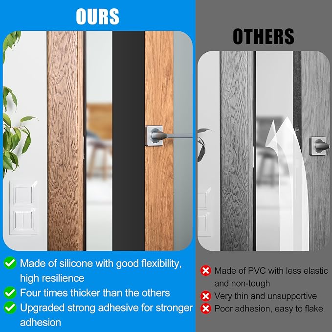 Draft Seal Tape for Doors and Windows 1 in x 10 Ft Silicone Weather Stripping Extra Thick 2mm Door Seal Strip with Strong Adhesive Draft Insulation Stopper Side Seal - Black