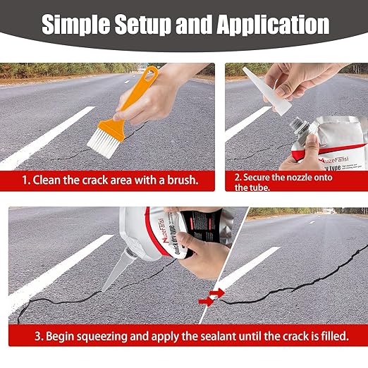 Asphalt Crack Filler, Crack Repair Sealant, Driveway Crack Sealer for Asphalt & Blacktop, Fast-Drying, Weather-Resistant, Easy to Apply Pavement Repair Sealant(4 Pcs,4.4LB)
