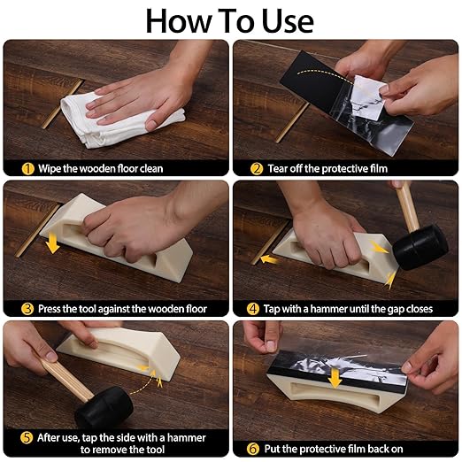 Floor Gap Fixer Tool Kit – Heavy-Duty Plank Grabber with Rubber Mallet & Washable Adhesive Pad for Laminate, Vinyl, and Hardwood Flooring Repair