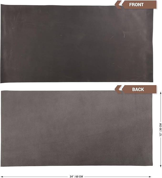 Shkira 12''X24'' Genuine Light Gray Leather Sheets for Crafts - Square - 2.0MM Thick Genuine - Thick Cowhide Pieces Square - Leather Sheet for Arts