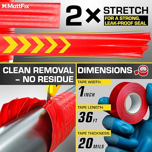 Self Fusing Silicone Tape – 1" x 10' – Waterproof Tape for Emergency Repairs – Weatherproof, Heat and Chemical-resistant – For Plumbing, Pipes and Hoses repairs, Automotive, Electrical & Outdoor Use