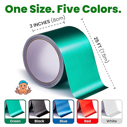 Awning Covers & Tarp Repair Tape - Waterproof Self Adhesive Patch Repair Kit | Patch Tapes for Awnings, Outdoor Canopies, Patio Awnings, Gazebos, Tents, RV, Canvas, Boat Covers (Green, 3 Inch X 25 Ft)