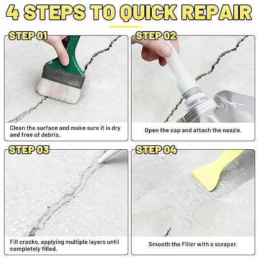Concrete Crack Filler, 5.3LB High Elasticity Self Leveling Cement Crack Filler, Slab Concrete Waterproof Repair Sealant for Driveway, Walkway, Patio, Joint, Outdoor Quick Drying Sealer - Grey