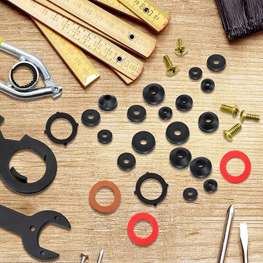 XBVV 158 Pcs Faucet Rubber Washers and Garden Hose Gasket Assortment Kit for Assorted Outdoor Faucets Stem Worn and Plumbing Garden Shower Hose Washer Seal Repair