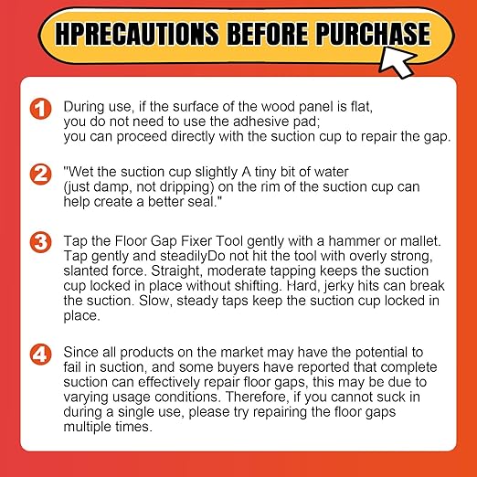 Heavy Duty Floor Gap Fixer Tool, Carbon Steel Material & Enhanced Suction Cup.90°Striking Surface Floor Gap Repair Tools,with 5pcs Sticky Pads for Laminate, Vinyl, Wood Floor Gap Repair Tool