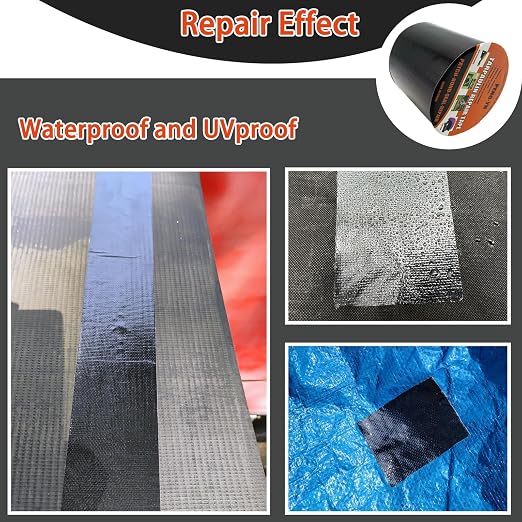 Heavy Duty Awning Repair Tape, Waterproof Strong Adhesive Patch, Instant Fix Tape for Tent, Boat Covers, Tarp, Sail, Canopy, Canvas, Tarpaulin, 4INX20FT, Black