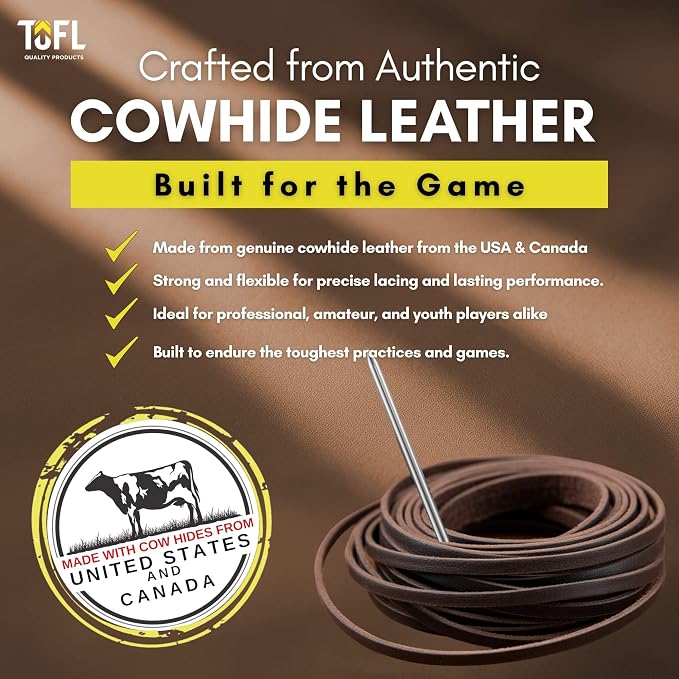 TOFL Softball and Baseball Glove Lace Kit | Mitt Lace Glove Repair Lacing Kit | 2 Leather Laces with Lacing Needle for Catchers Glove