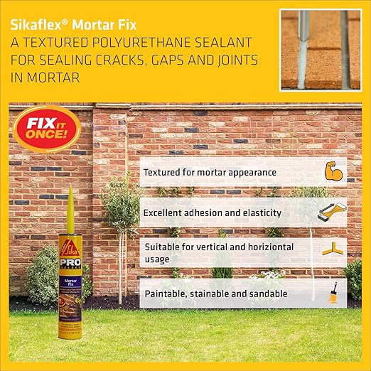 Sikaflex Mortar Fix, Limestone, Polyurethane sealant for Repairing Damaged Mortar, Joints and Gaps. Sealing Mortar Cracks 10.1 fl. oz Cartridge (Pack of 2)