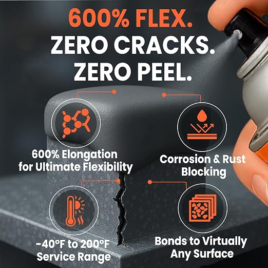 Fix-A-Leak Black, Liquid Rubber Spray, Stops Leaks Instantly, Flexible, Waterproof, Crack-Resistant, Prevents Rust & Corrosion, for Roof, Gutter, Drain, HVAC & More (Black), Rubber Spray Sealant
