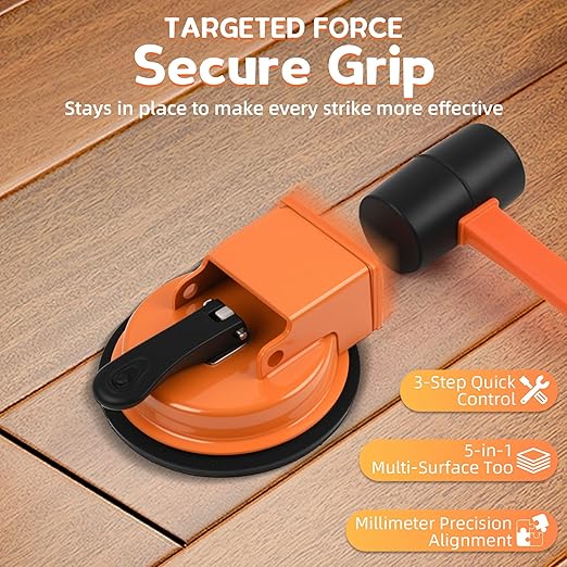 Floor Gap Repair Tool,Equipped with 6 Adhesive Pads and 3 Cushion Pads,Suitable for Surface Smoothing of Vinyl,Wood, Tiles,Tile and Laminate Flooring (Floor Gap Fixer Tool+Hammer)