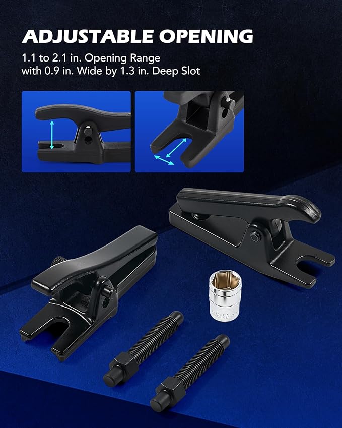 Orion Motor Tech Inner Tie Rod End Tool & Ball Joint Separator Set, 2-in-1 Tie Rod Removal Tool & Ball Joint Spread Tool Set, Ball Joint Removing Tool with 1/2" Drive Socket 3/8" Drive Tie Rod Clamp