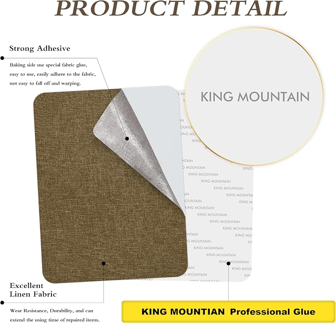 Fine Linen Repair Patches, Self-Adhesive Linen Fabric Patches, 8X11 inch 2 PCS, Multi Color, Can be Used for Linen Sofa Repair (8" x 11"-2PCS,Brown)