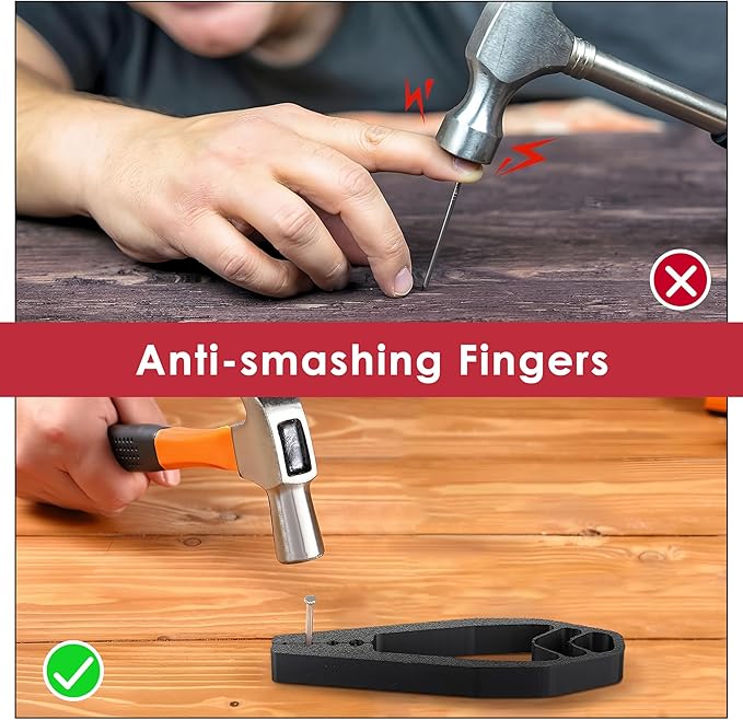 3 Pack Nail Holder for Hammering, Nail Setter Slip Joint Pliers to Keep Fingers Safe, Portable Nail Fixing Tools for Basic Repair and Woodworking Tools, Household Construction (Red, Black, White)